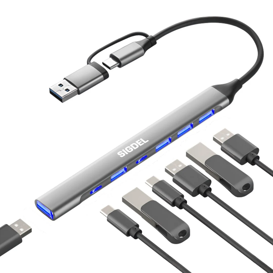 시그델 슬림형 7in1 USB 3.0 C타입 겸용 멀티 허브 7포트 US